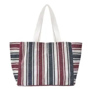 Burgundy Navy Stripe Tote