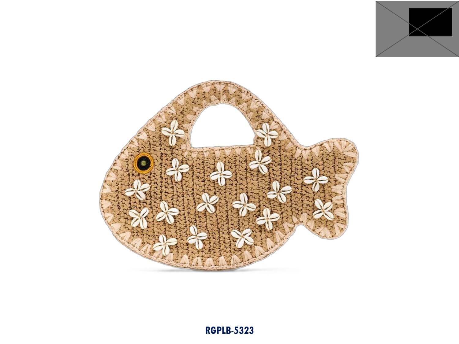 Fish Raffia Bag with Cowrie Shells