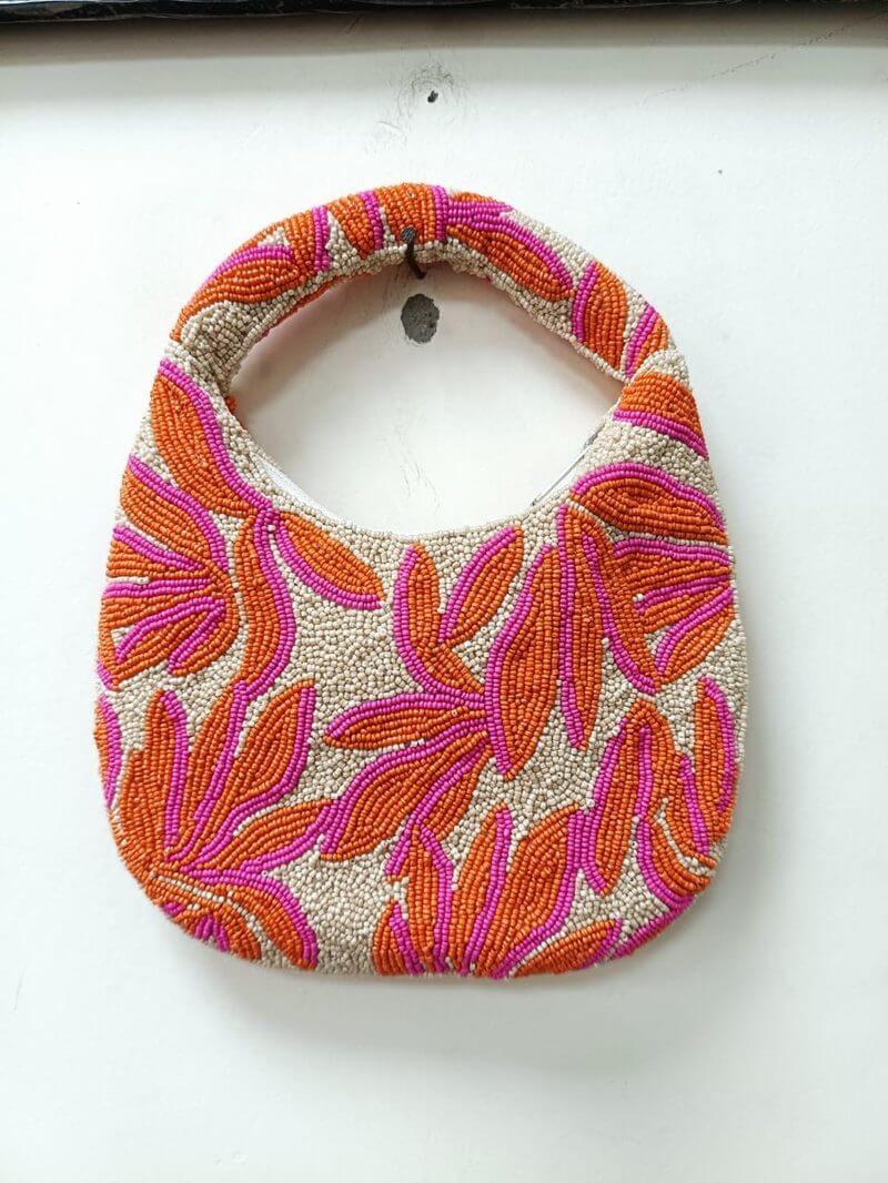 Tropical Leaf Beaded Hobo