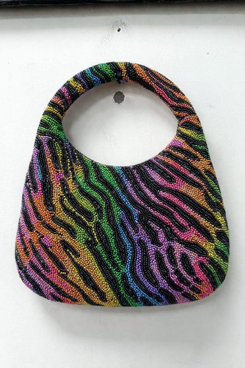 Rainbow Zebra Beaded Hobo