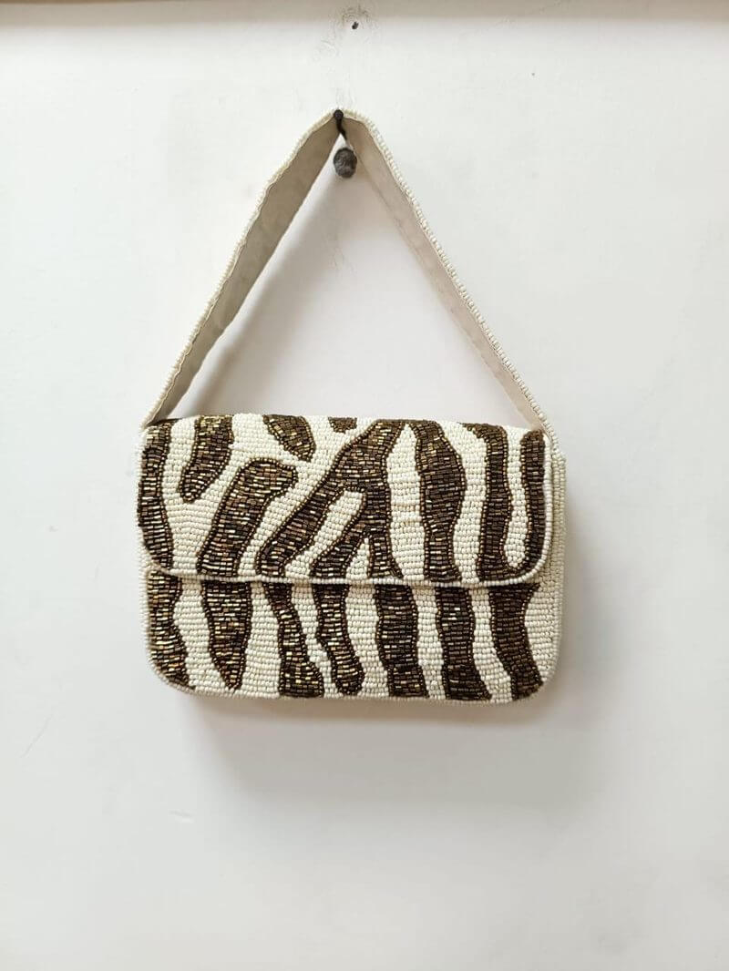 Zebra Gold Beaded Flap