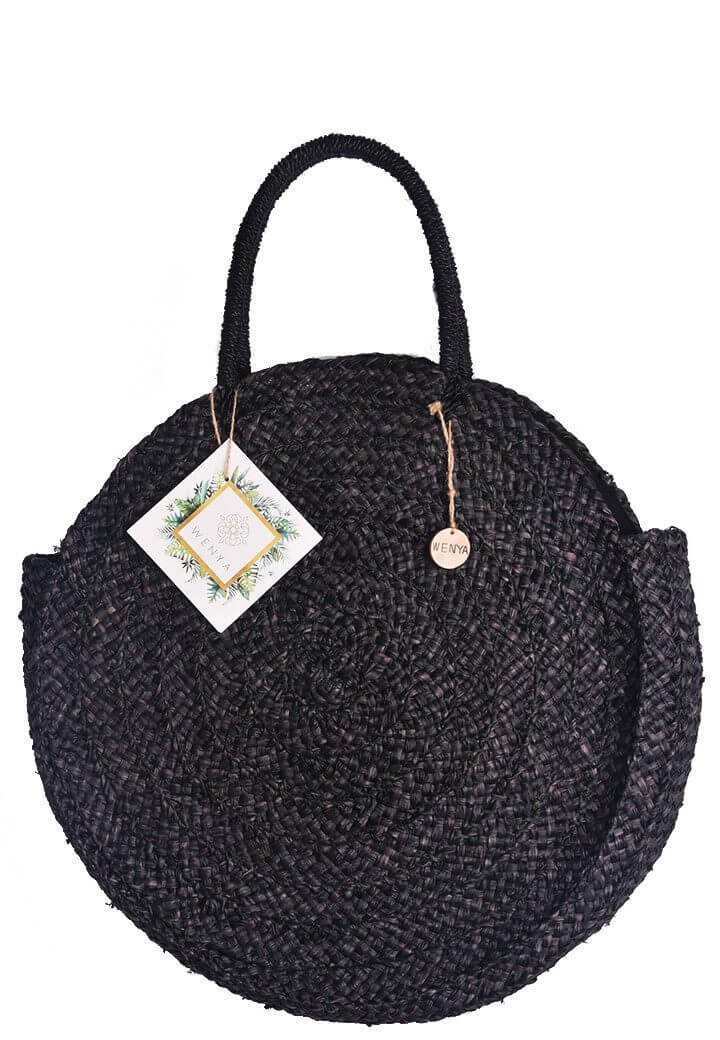 Midnight Circle Raffia Bag