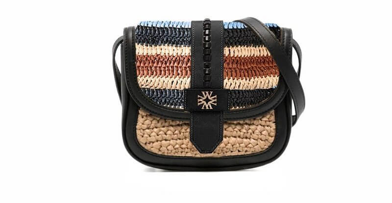 Striped Raffia Leather Crossbody