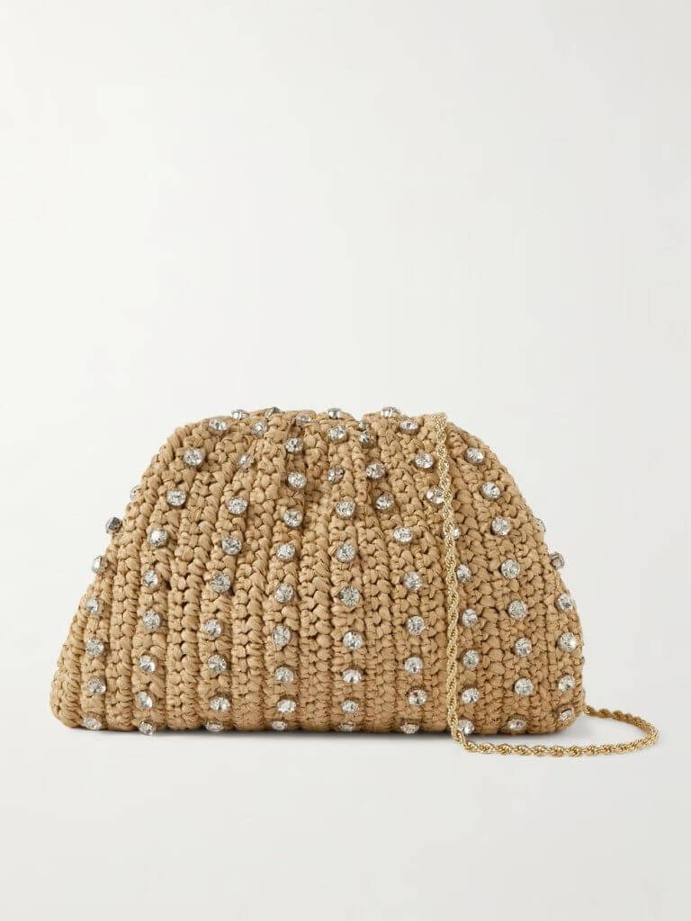 Raffia Crystal Pouch